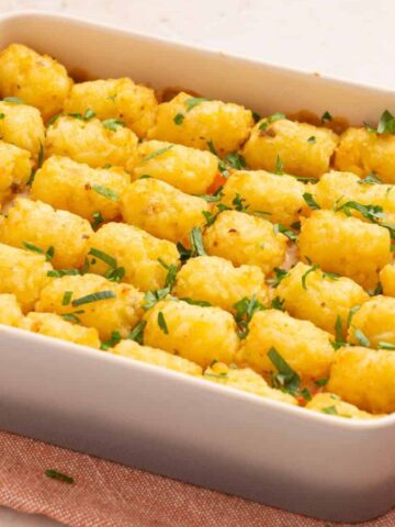 An image of a vegetarian tater tot casserole.