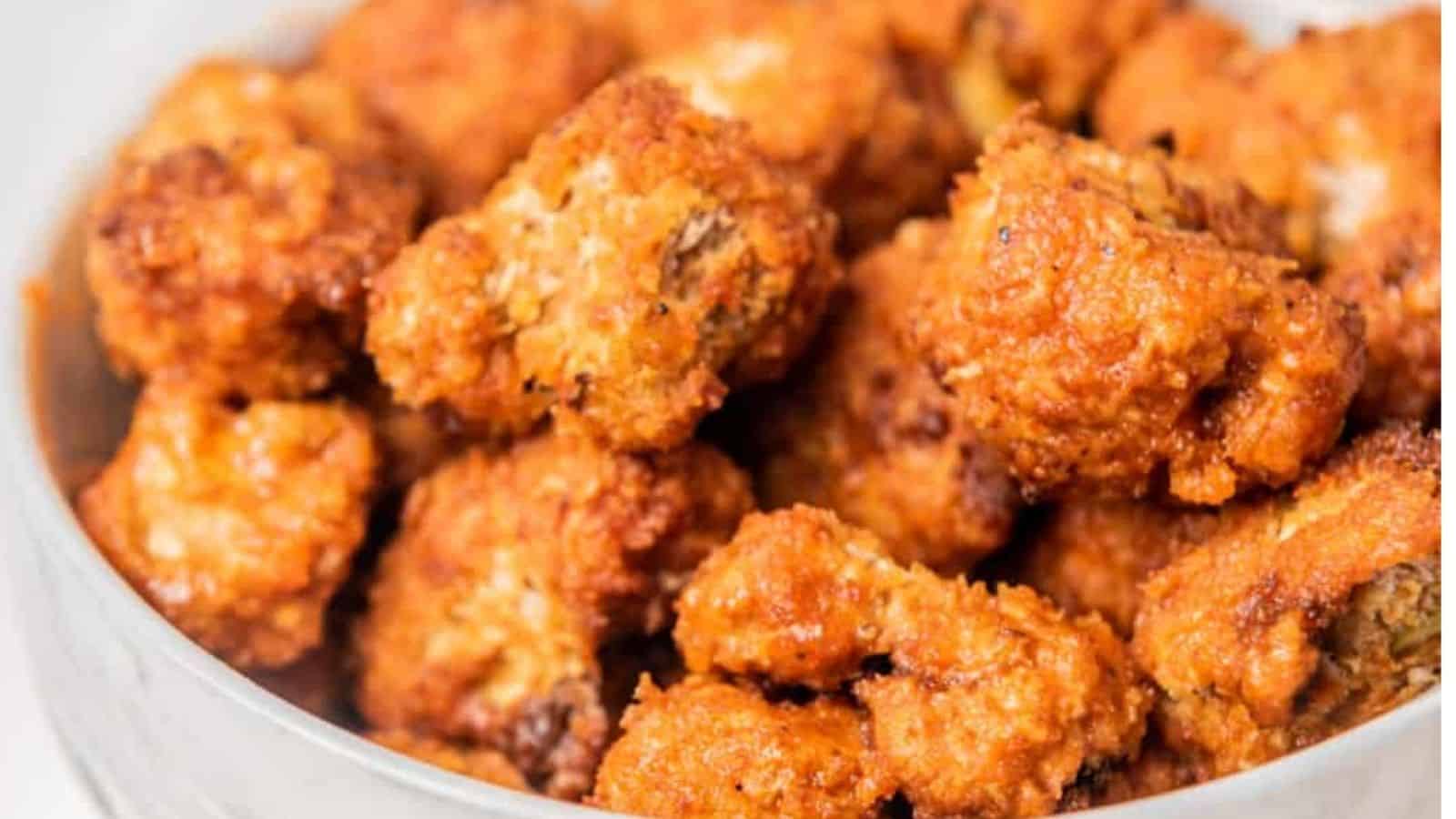 Close-up image of buffalo cauliflower in a bowl.