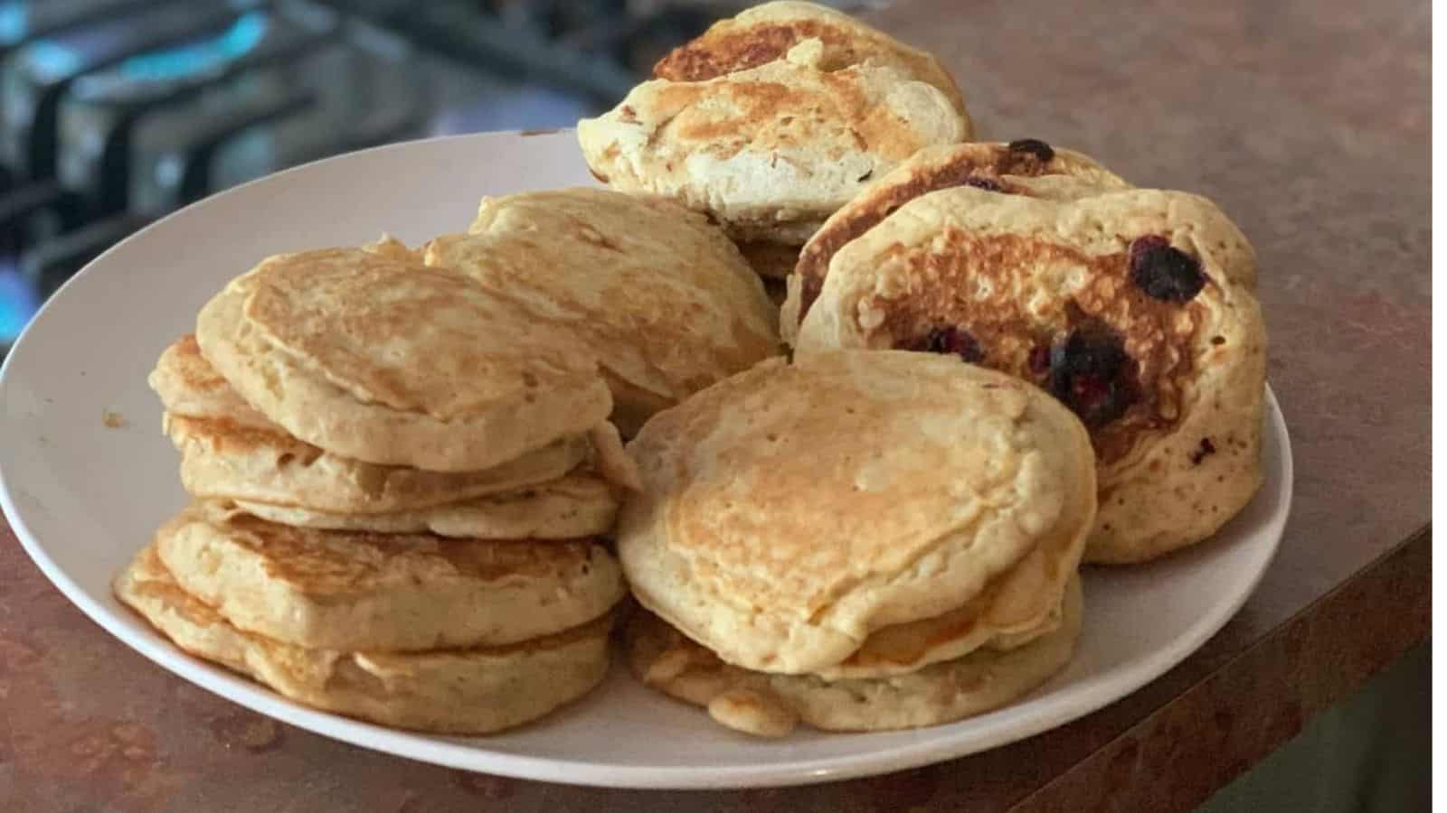 Almond milk pancakes on a plate.