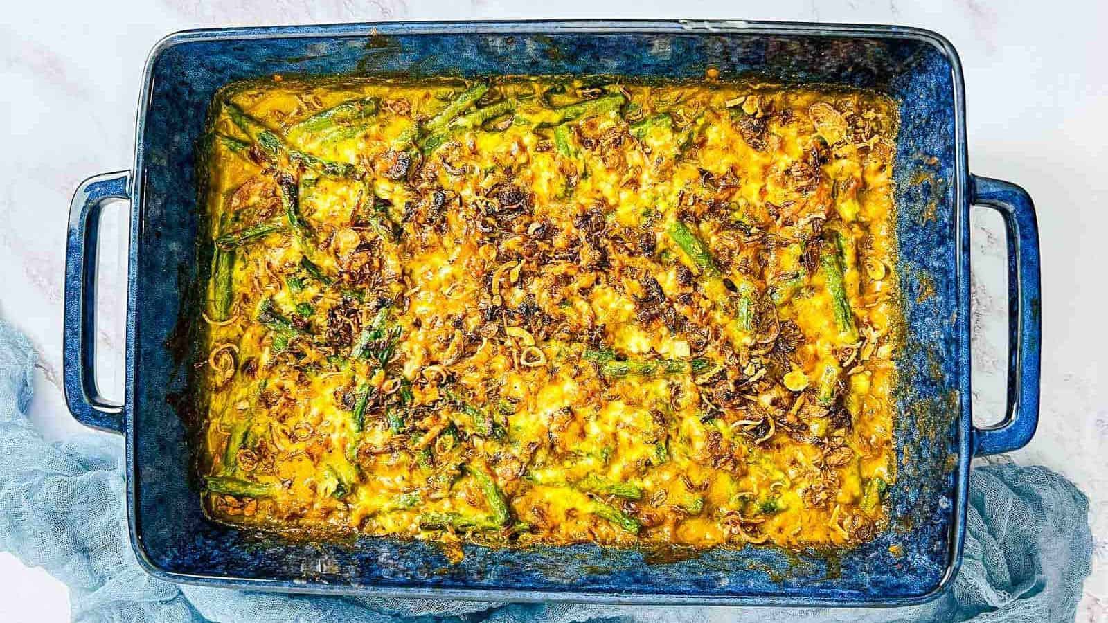 Top view of Easy Curried Green Bean Casserole.