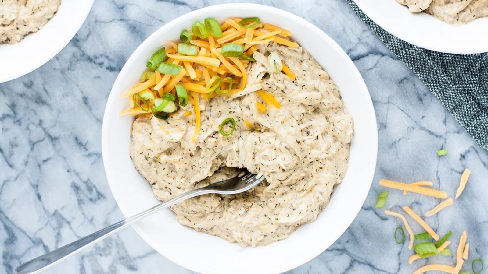 Overhead image of keto creamy ranch chicken freezer meal.