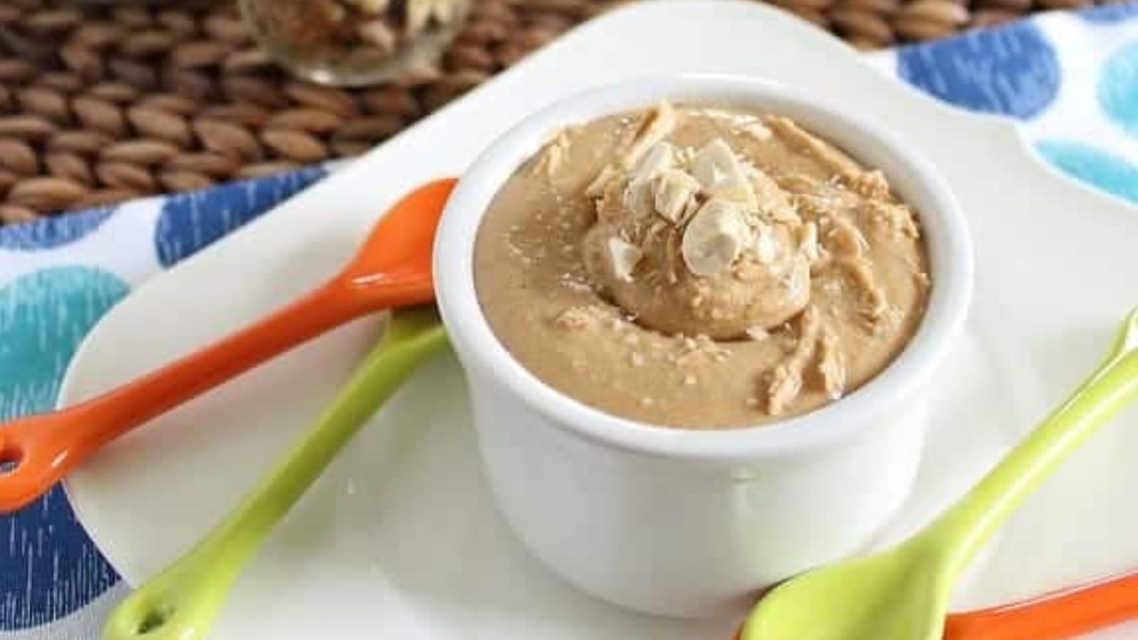 Close-up image of maple roasted vanilla almond cashew butter.