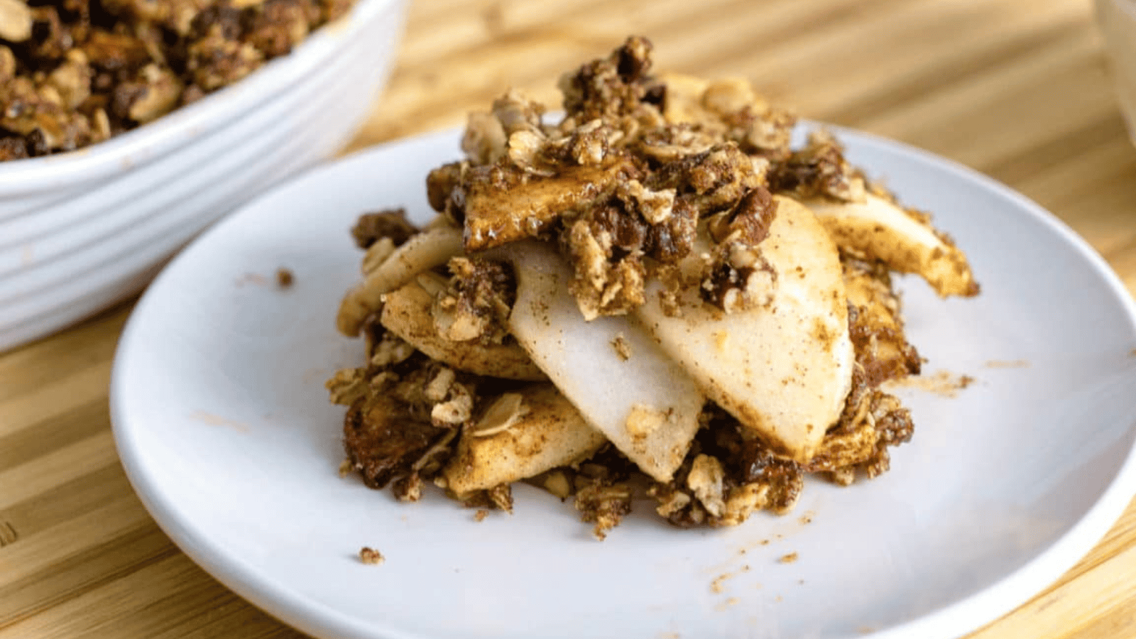Forkfull of Air Fryer Apple Crisp.