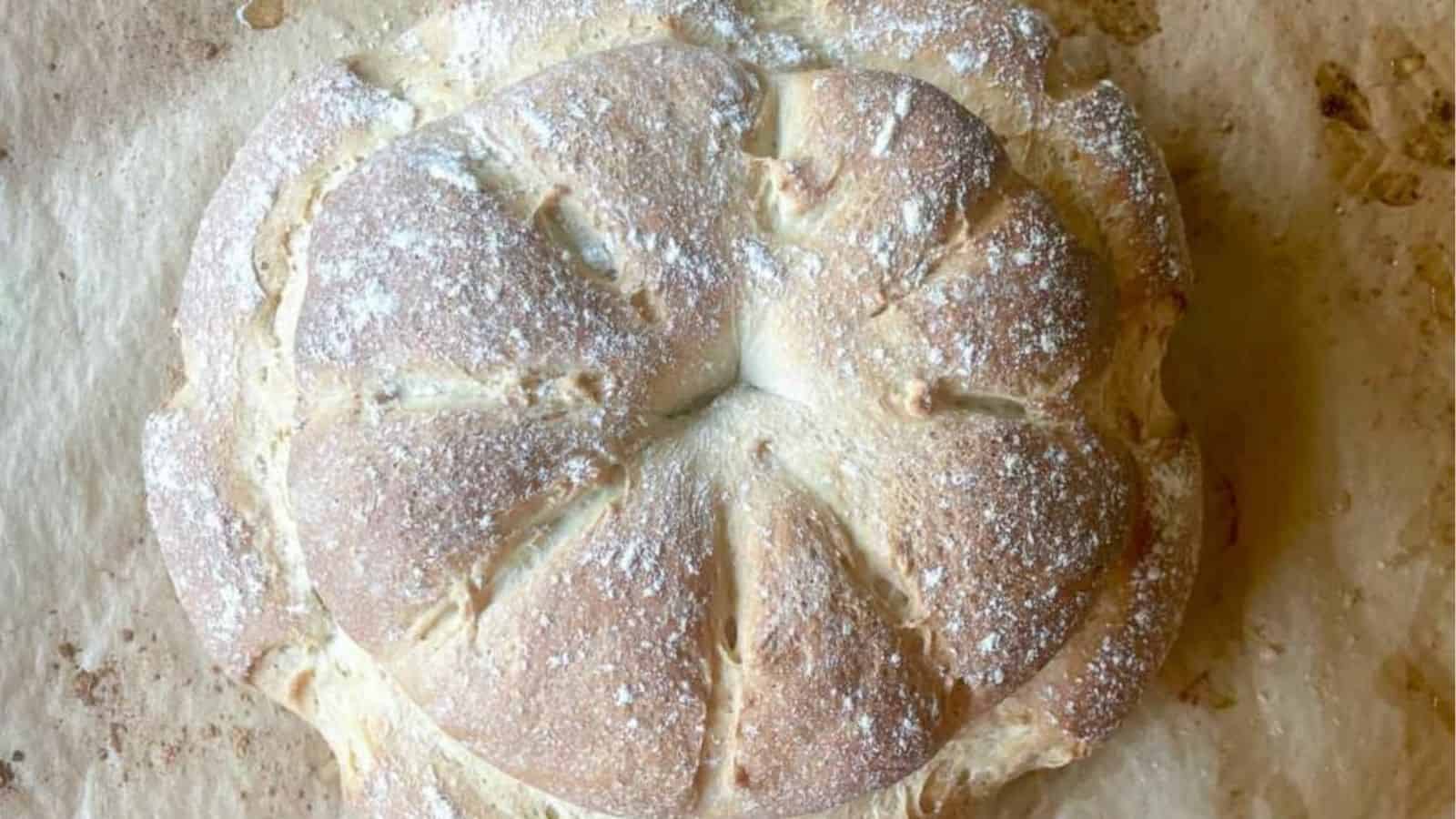 Overhead image of cottage loaf.