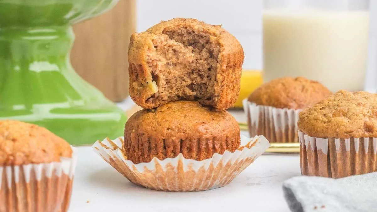 A stack of Easy Banana Muffins.