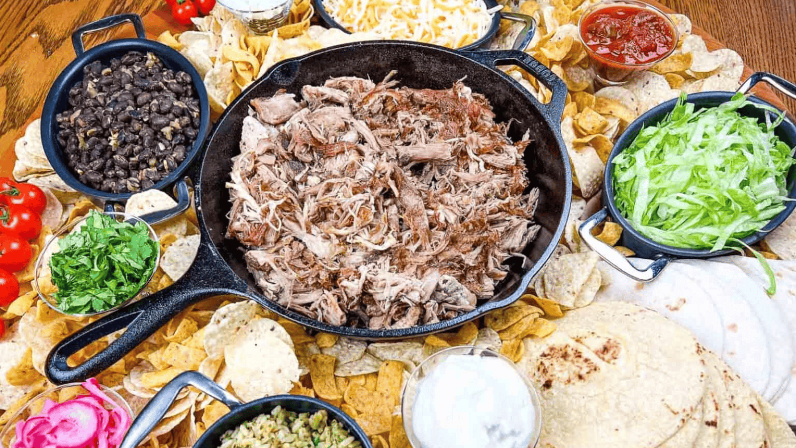 Slow Cooker Pork Carnitas Board spread.