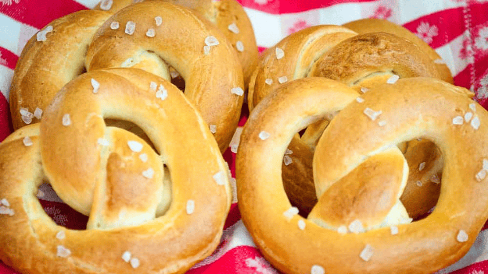 Soft Homemade Pretzels in a basket.