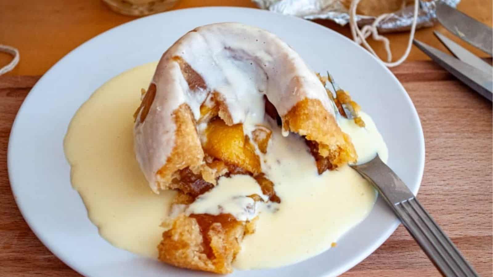 Sussex pond pudding on a plate.