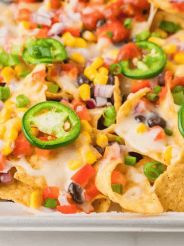 Vegetarian Nachos close up.