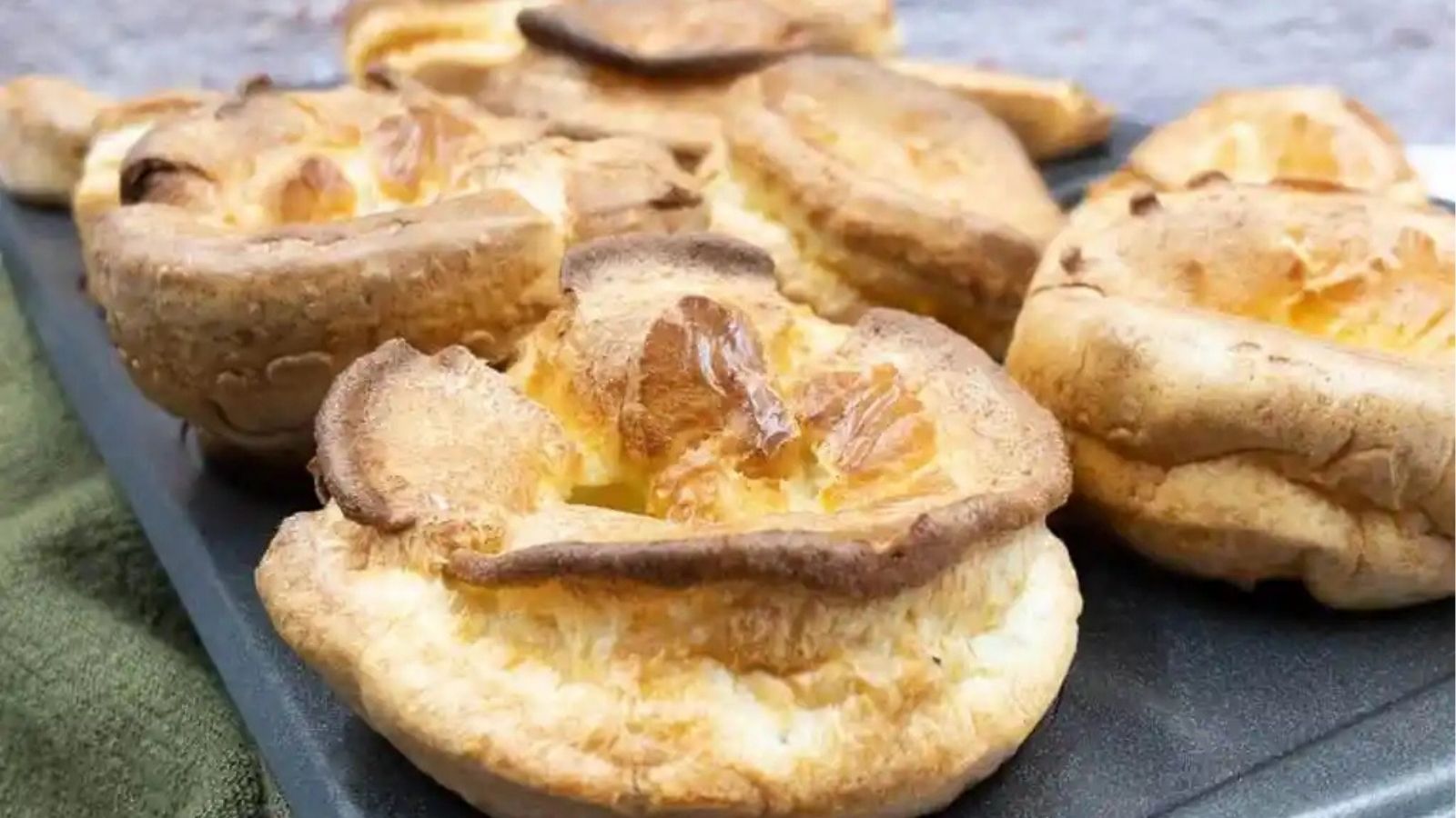 Close-up image of Yorkshire pudding.