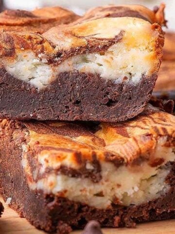 Close-up image of cream cheese brownies.