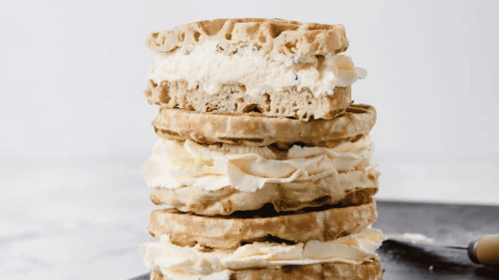 Cream Puff Chaffles stacked.