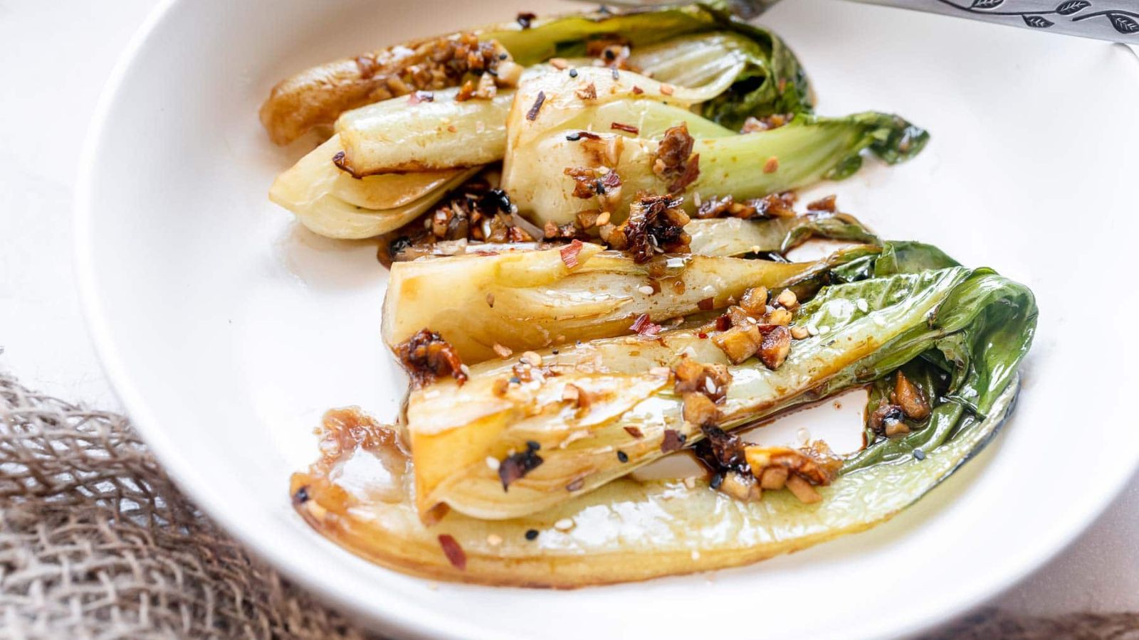 A plate of Garlic Bok Choy.