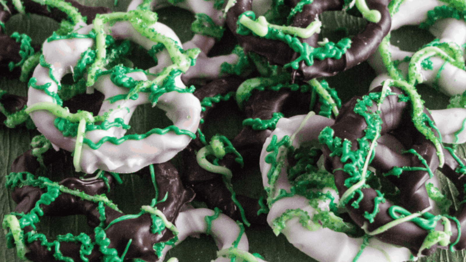 Chocolate Covered Pretzels for St. Patrick’s Day close up.