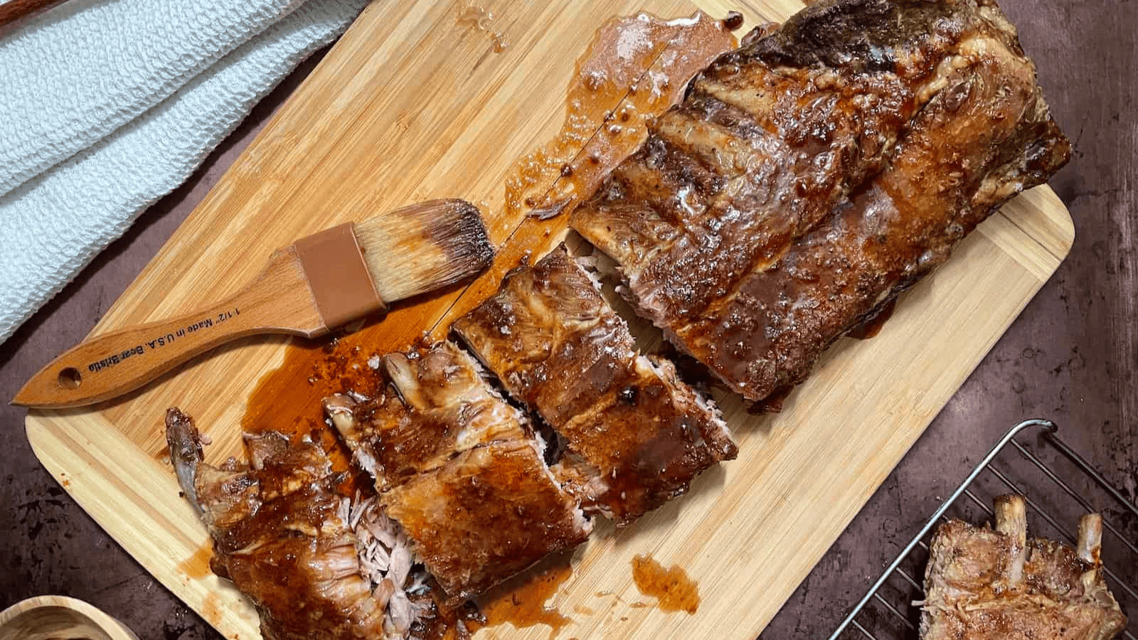 Guinness Sticky Pork Ribs sliced.