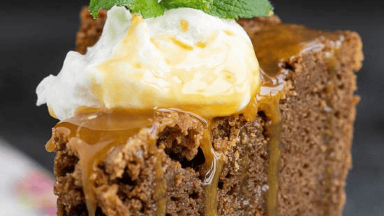 Irish Cream Chocolate Pound Cake Trifle close up.