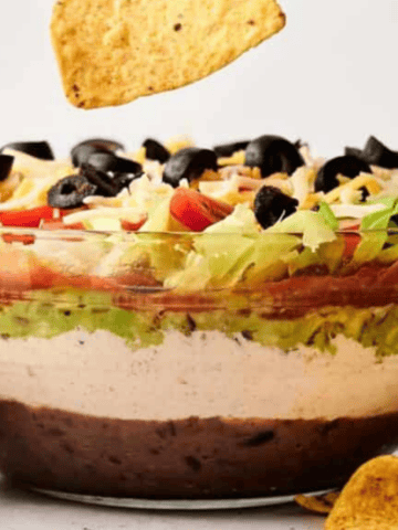 Mexican 7 Layer Dip with nachos.
