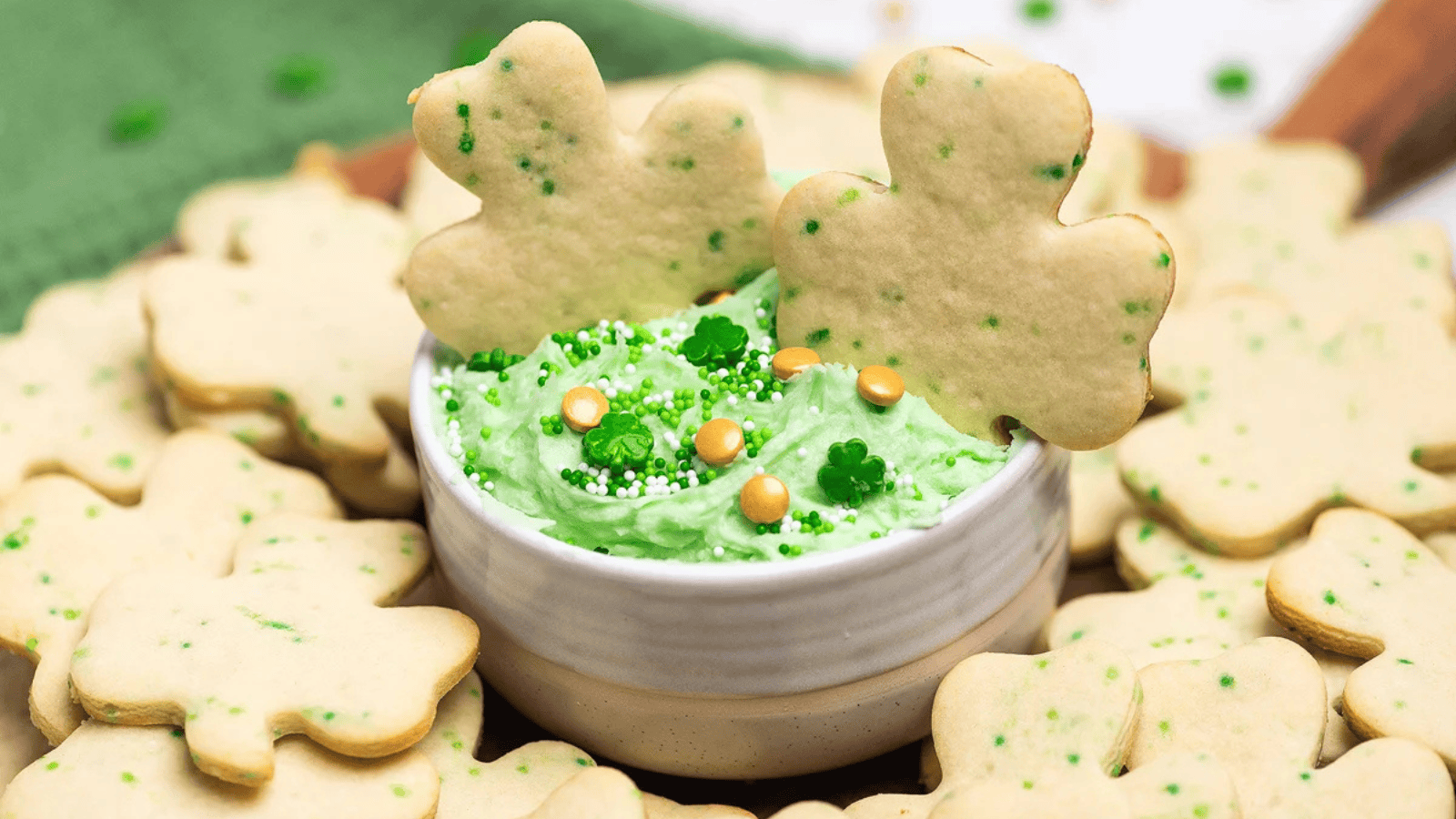 St. Patrick’s Cookies and Buttercream Dip dunked.