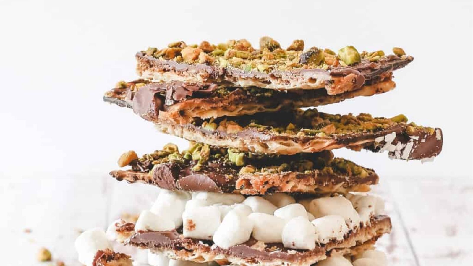 Close-up if chocolate matzo toffee.