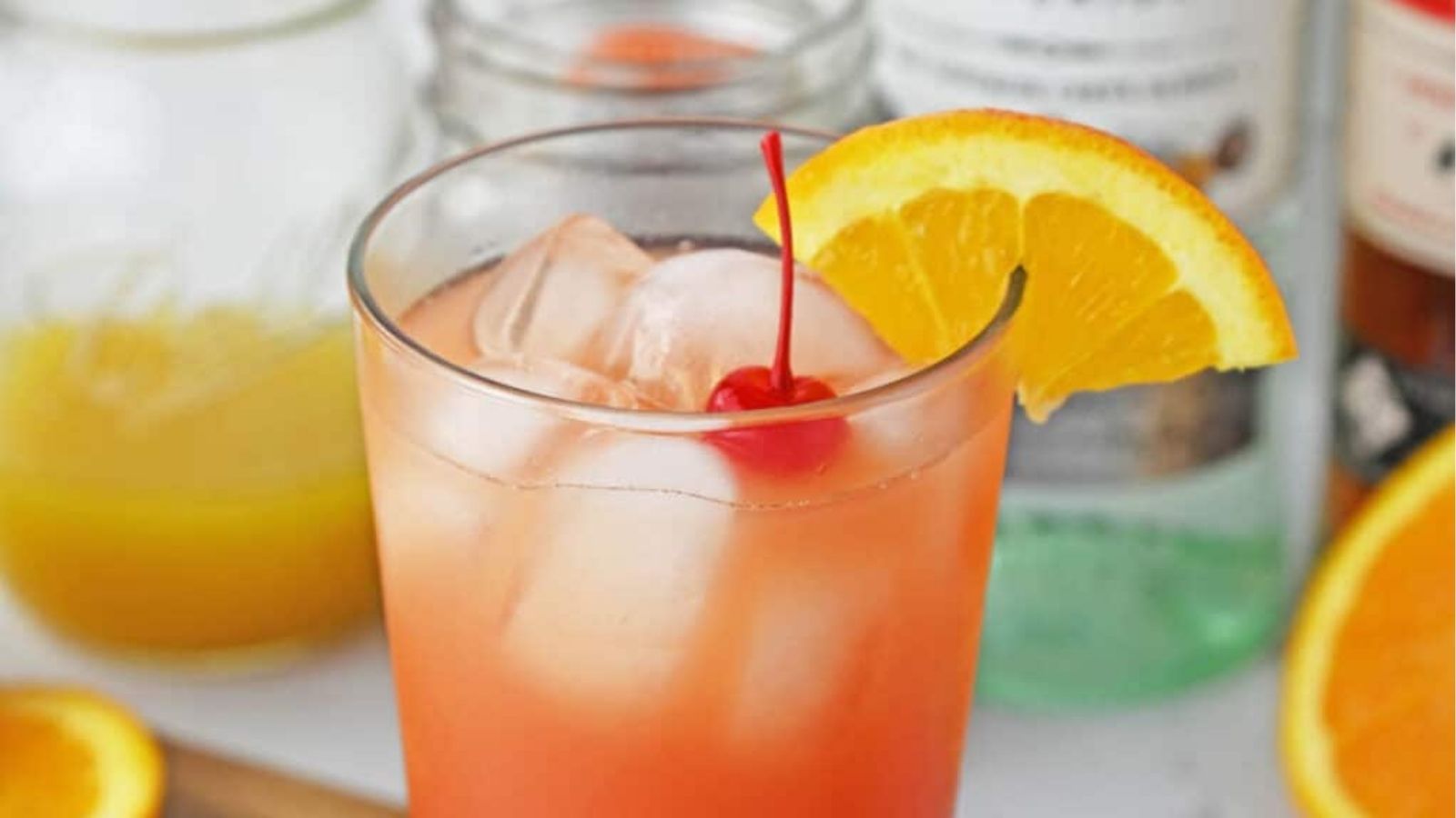 Close-up image of cropped Jamaican rum punch.
