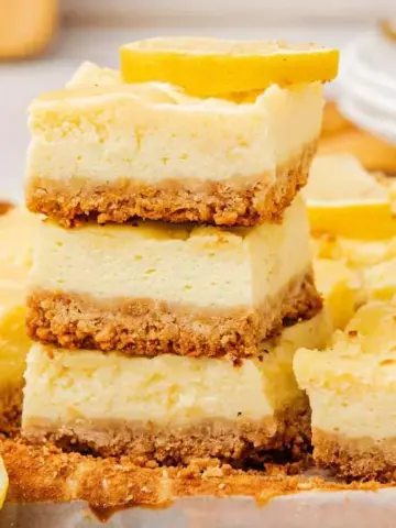 A stack of Lemon Cheesecake Bars.