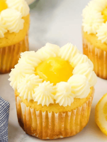 Lemon Stuffed Cupcakes with curd.