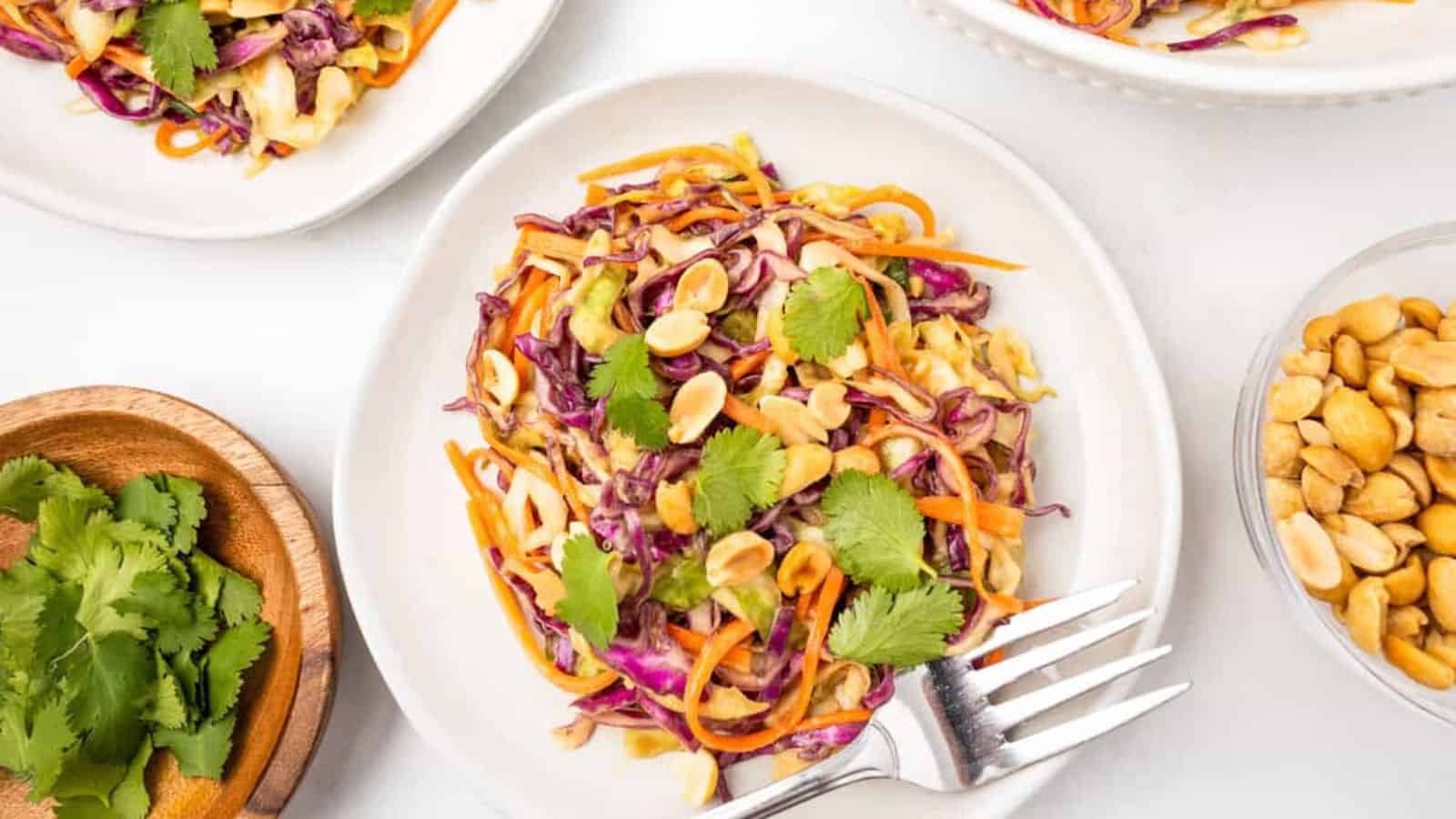 Close up of no mayo coleslaw.