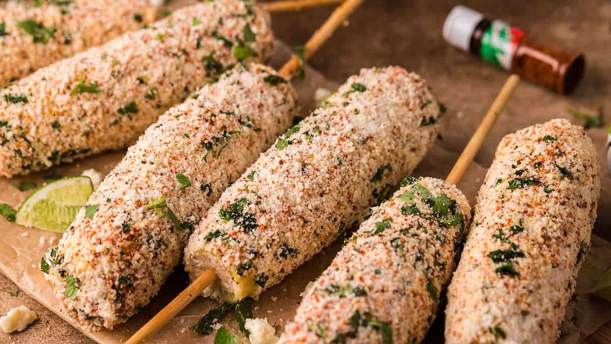 An image of Smoked Elote - Mexican Street Corn.
