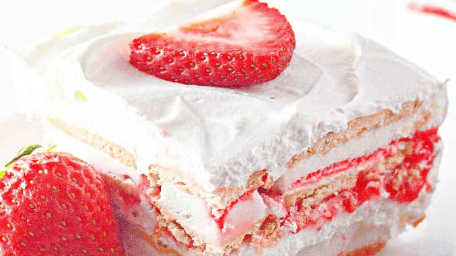 Strawberry Ice Cream Cake close up.