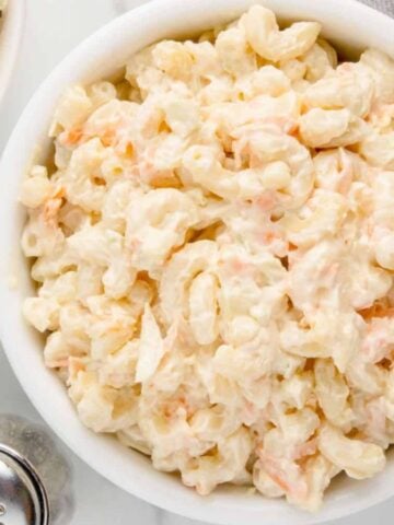 Bowls filled with Macaroni Salad.