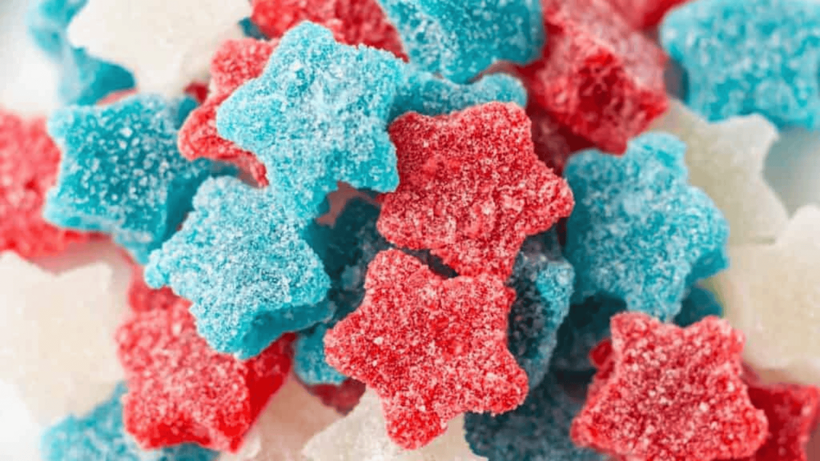 Homemade Patriotic Gumdrops stacked.