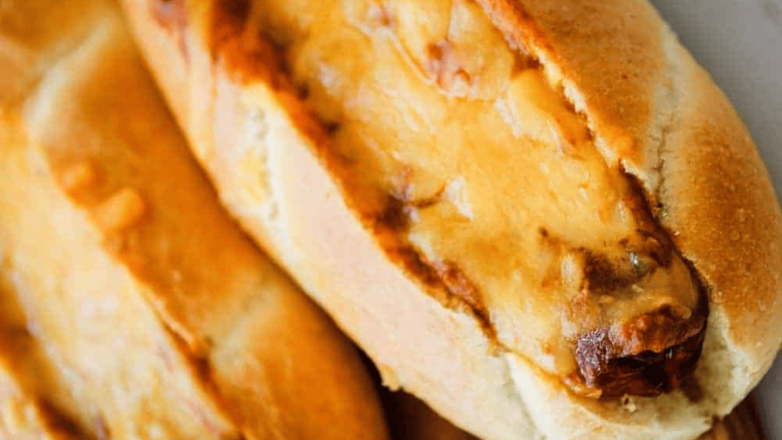 Air Fryer Chili Cheese Dogs close up.