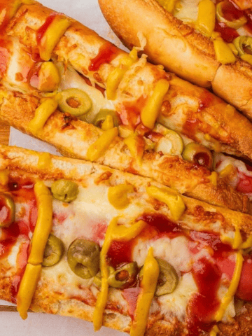 Air Fryer Pizza Dogs top view.