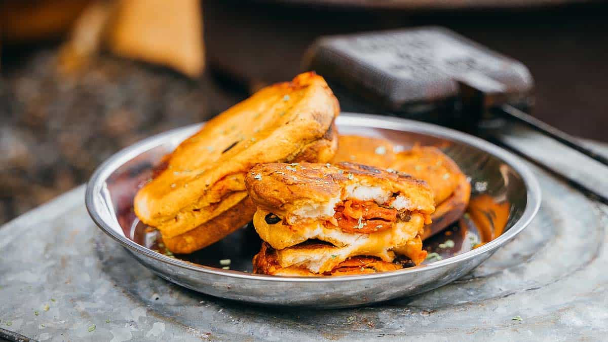 Pie Iron Pizzas on a plate.