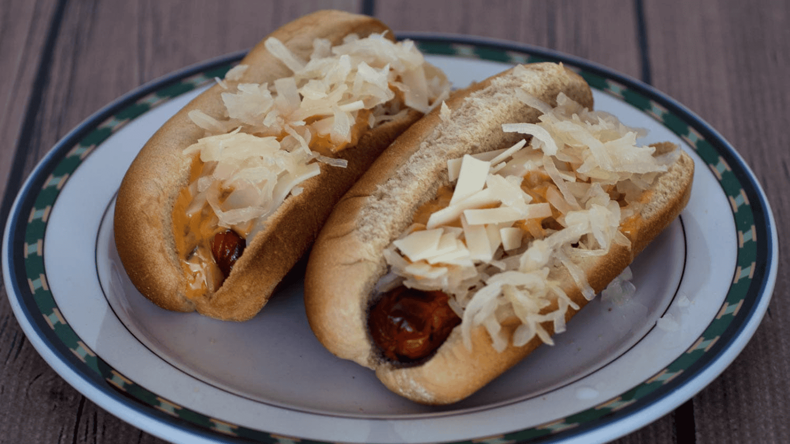 Reuben Hot Dog on a plate.