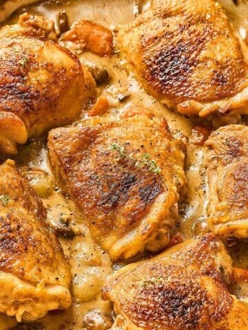 A close-up vie of Chicken Fricassee.