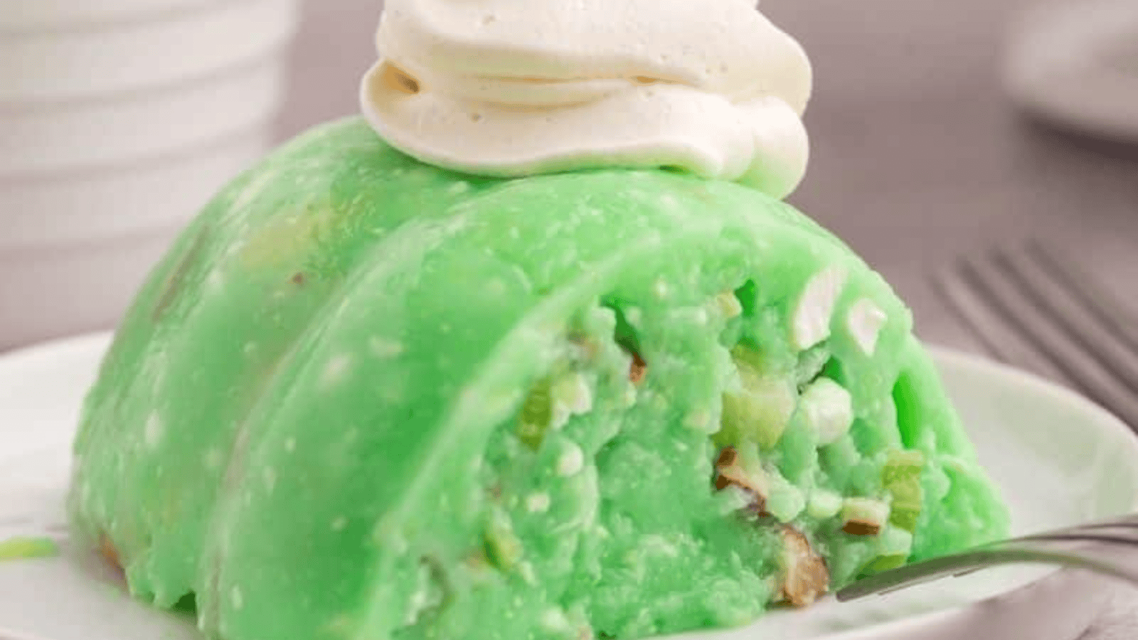 Green Jello Salad with Cottage Cheese slice.