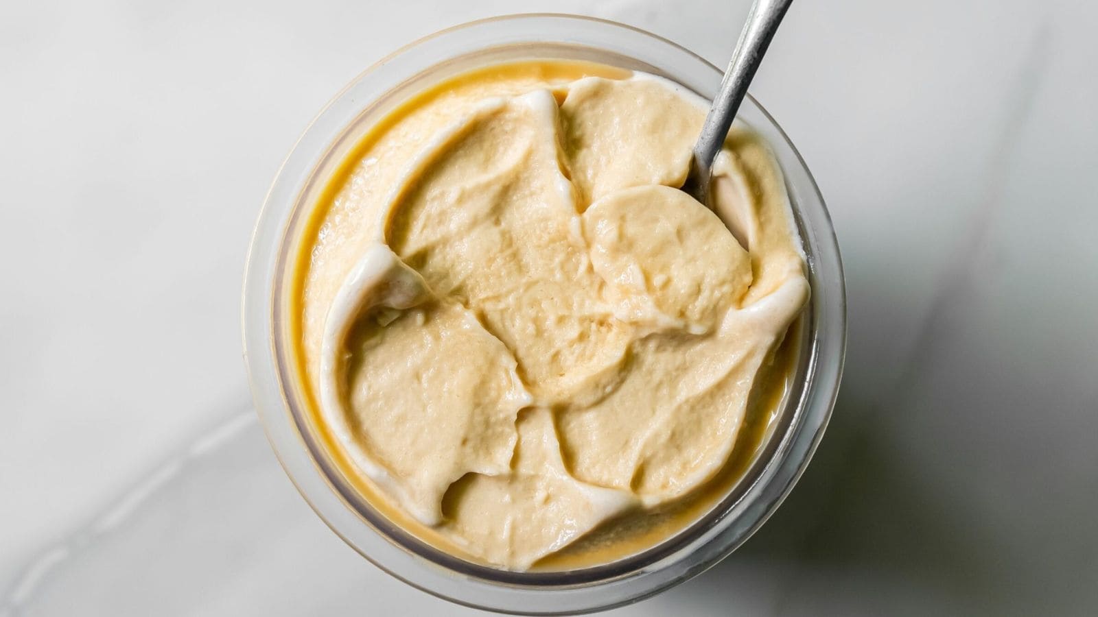 Top view of Ninja Creami Oat Milk Protein Coffee Ice Cream.