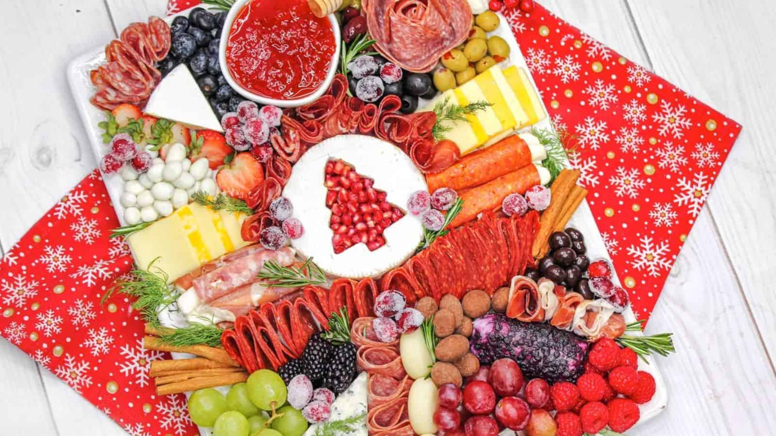 Top view of Christmas Charcuterie Board.